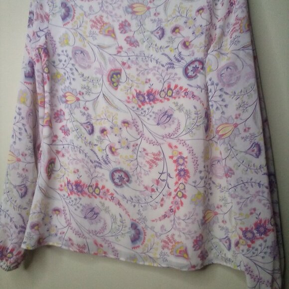 Rose & Olive Blouse Shirt XS Women Long Sleeve Elastic Bust Floral Colorful - Picture 2 of 14